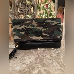 ❤️EUC❤️ Funky Monkey Camouflage and Black Clutch Bag